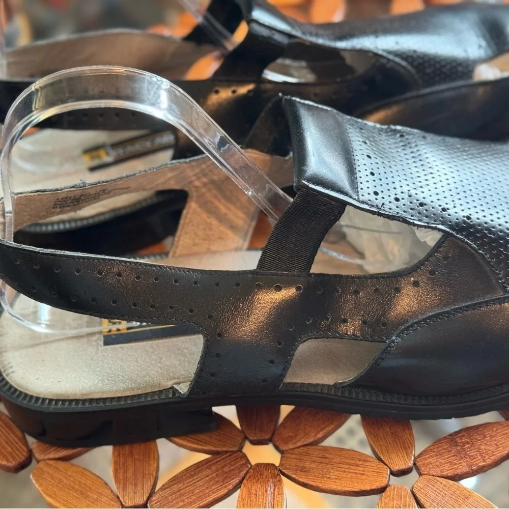 Stacy Adams Black Perforated Cap Toe Slingback City Sandal Size 13